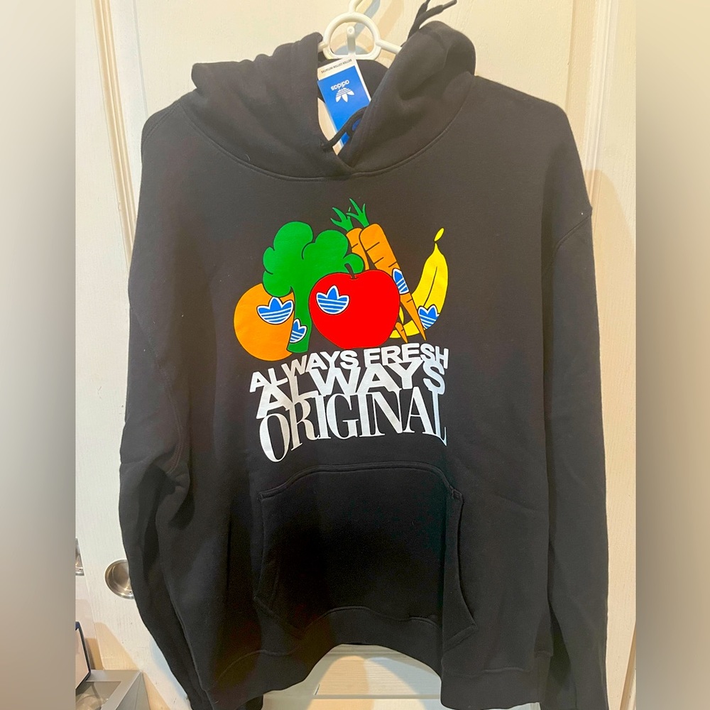 Adidas Originals Always Fresh Hoodie Black Men's Sweatshirt HD5259 Fruit Graphic